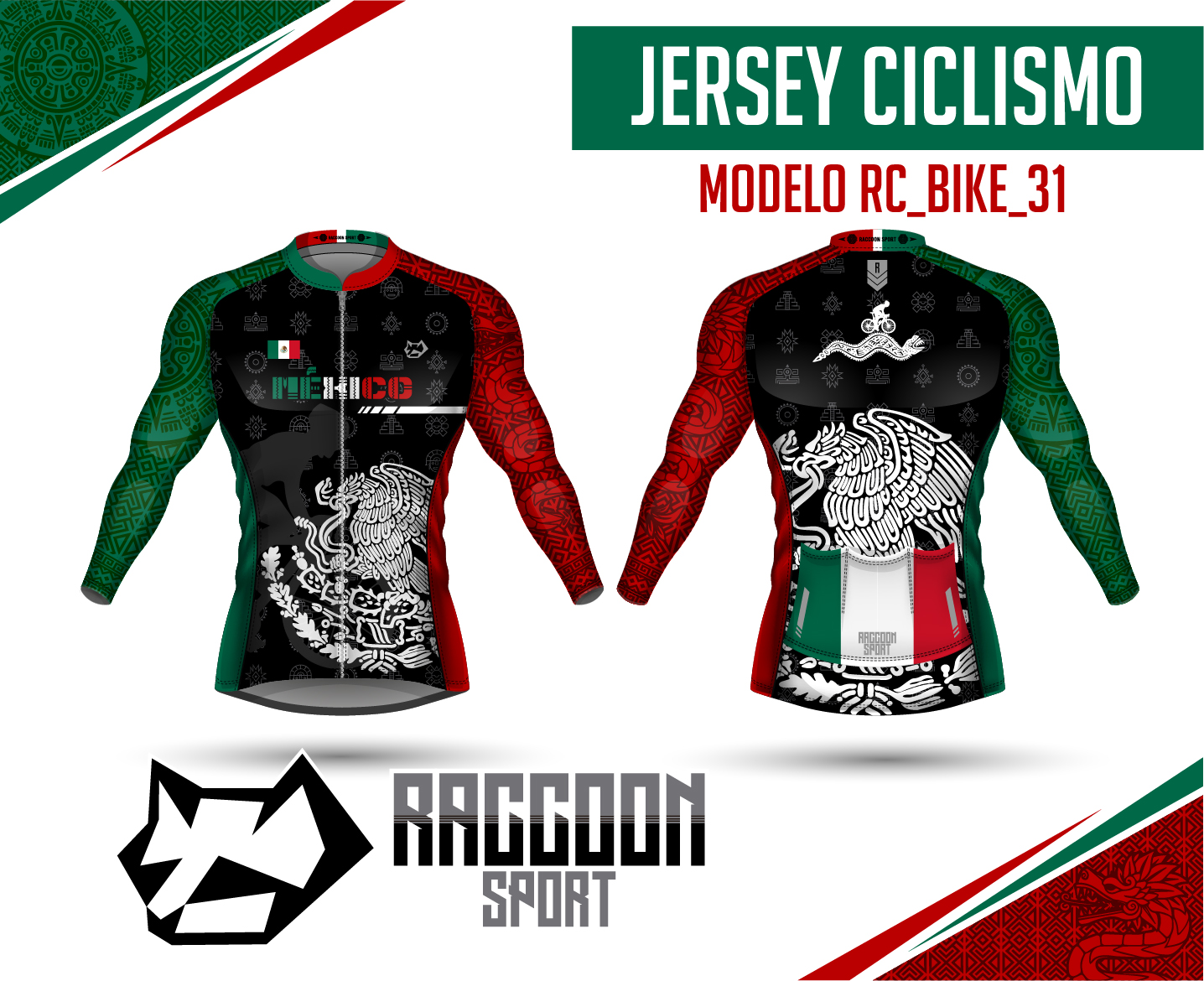 jersey ciclismo Manga larga -raccoon sport tela deportiva fresca y resistente