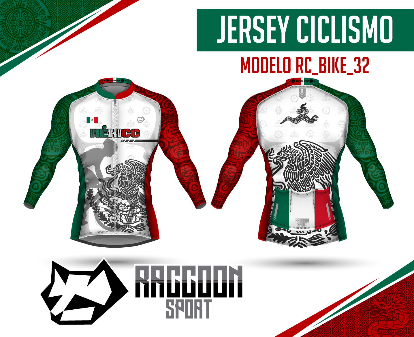 jersey ciclismo Manga larga -raccoon sport tela deportiva fresca y resistente
