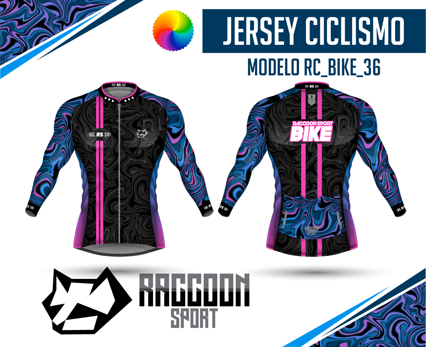 jersey ciclismo Manga larga -raccoon sport tela deportiva fresca y resistente