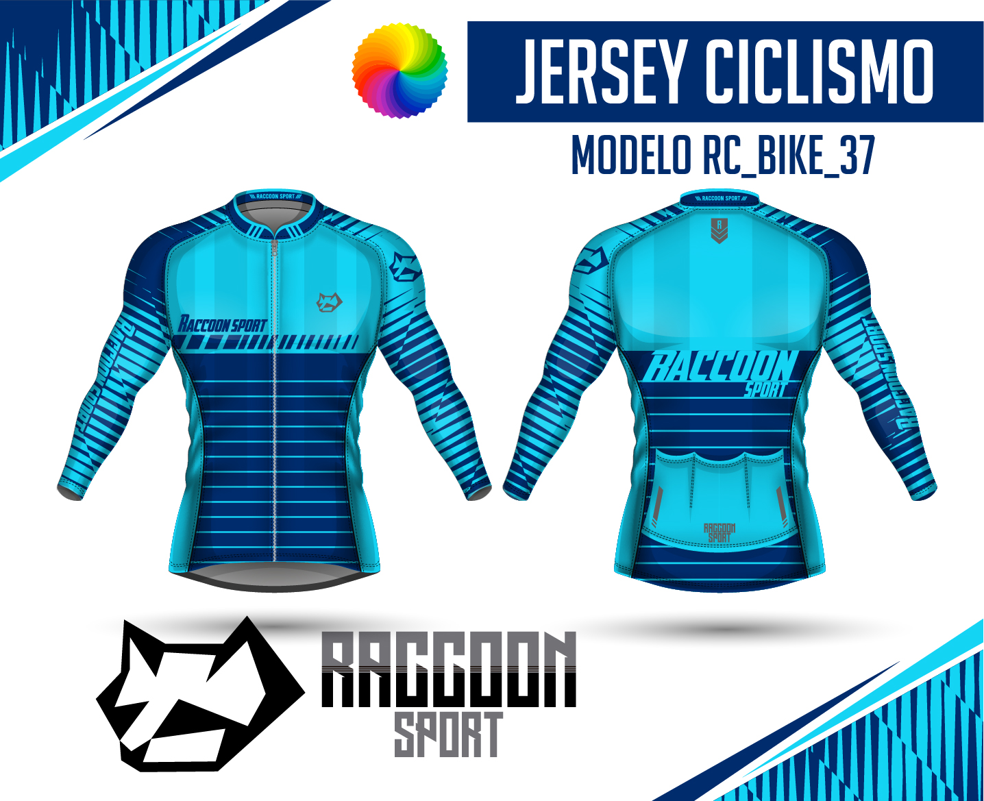 jersey ciclismo Manga larga -raccoon sport tela deportiva fresca y resistente