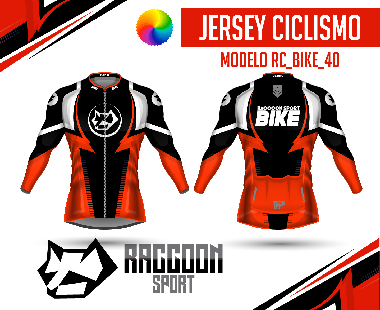 jersey ciclismo Manga larga -raccoon sport tela deportiva fresca y resistente