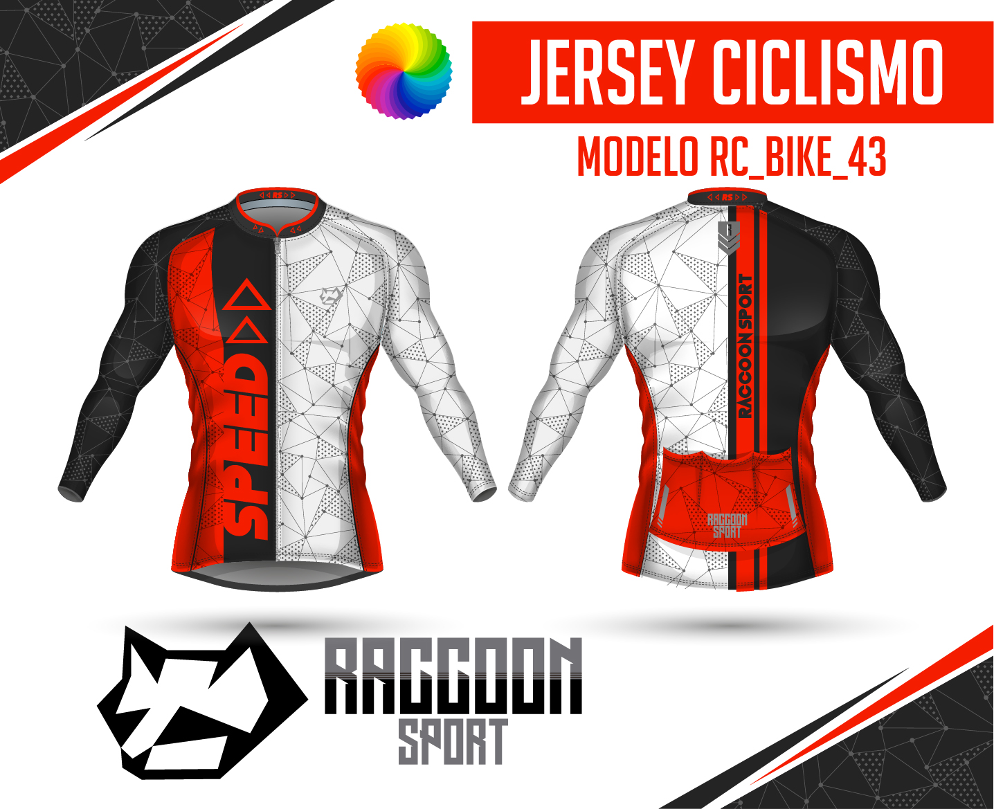 jersey ciclismo Manga larga -raccoon sport tela deportiva fresca y resistente