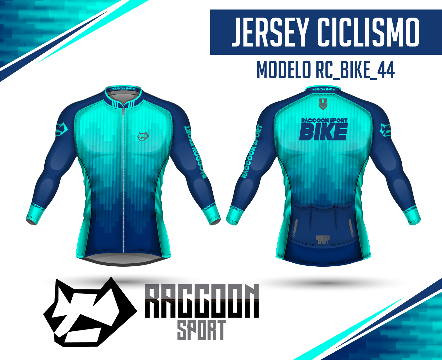 jersey ciclismo Manga larga -raccoon sport tela deportiva fresca y resistente