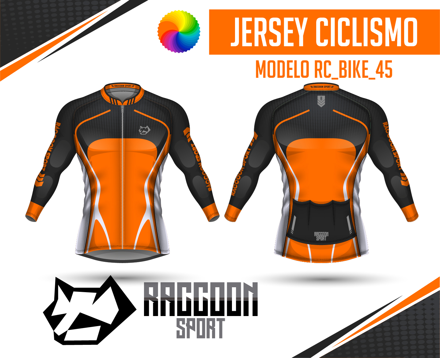 jersey ciclismo Manga larga -raccoon sport tela deportiva fresca y resistente