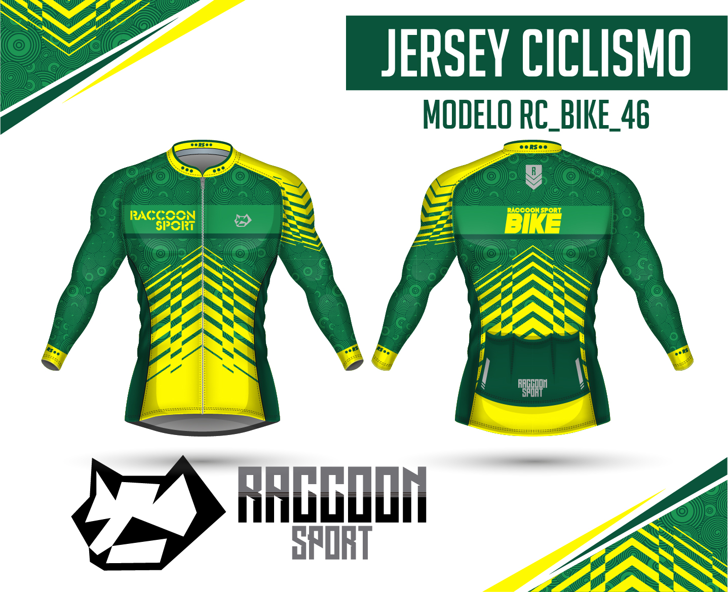 jersey ciclismo Manga larga -raccoon sport tela deportiva fresca y resistente