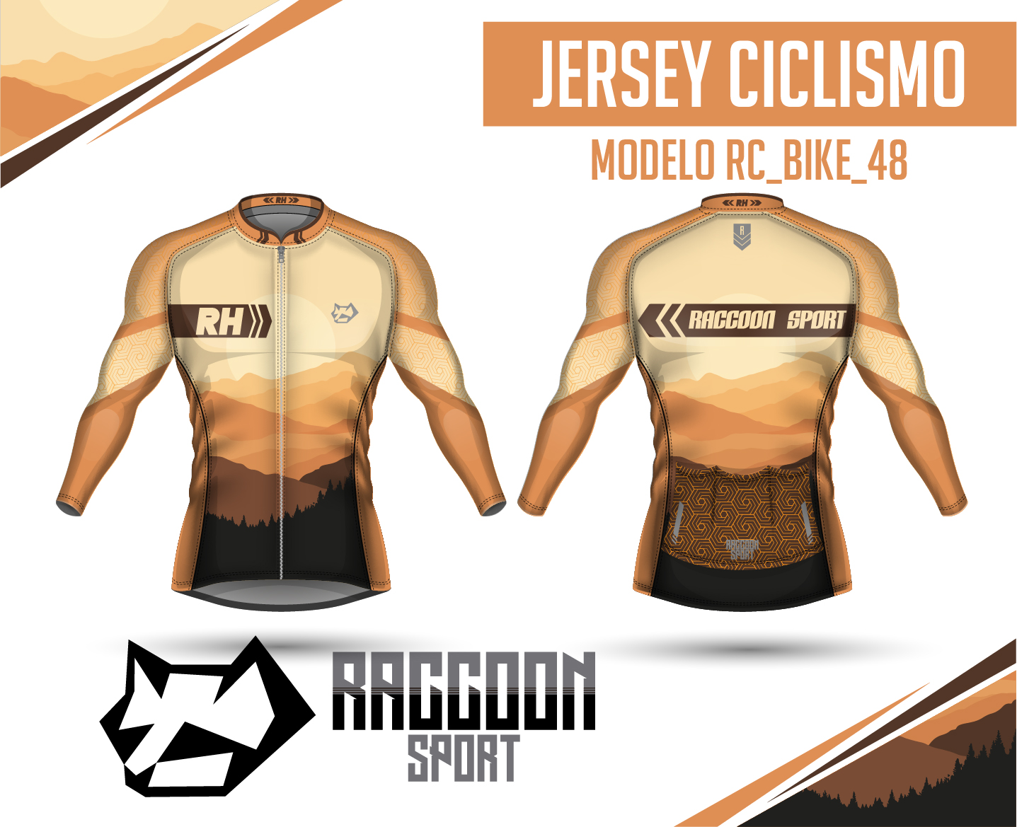 jersey ciclismo Manga larga -raccoon sport tela deportiva fresca y resistente