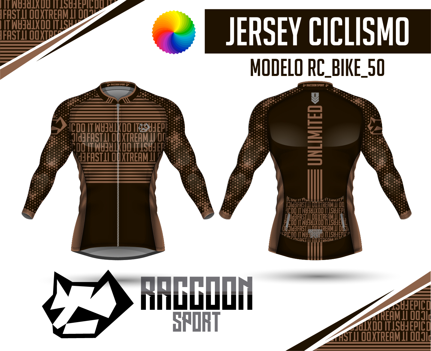 jersey ciclismo Manga larga -raccoon sport tela deportiva fresca y resistente