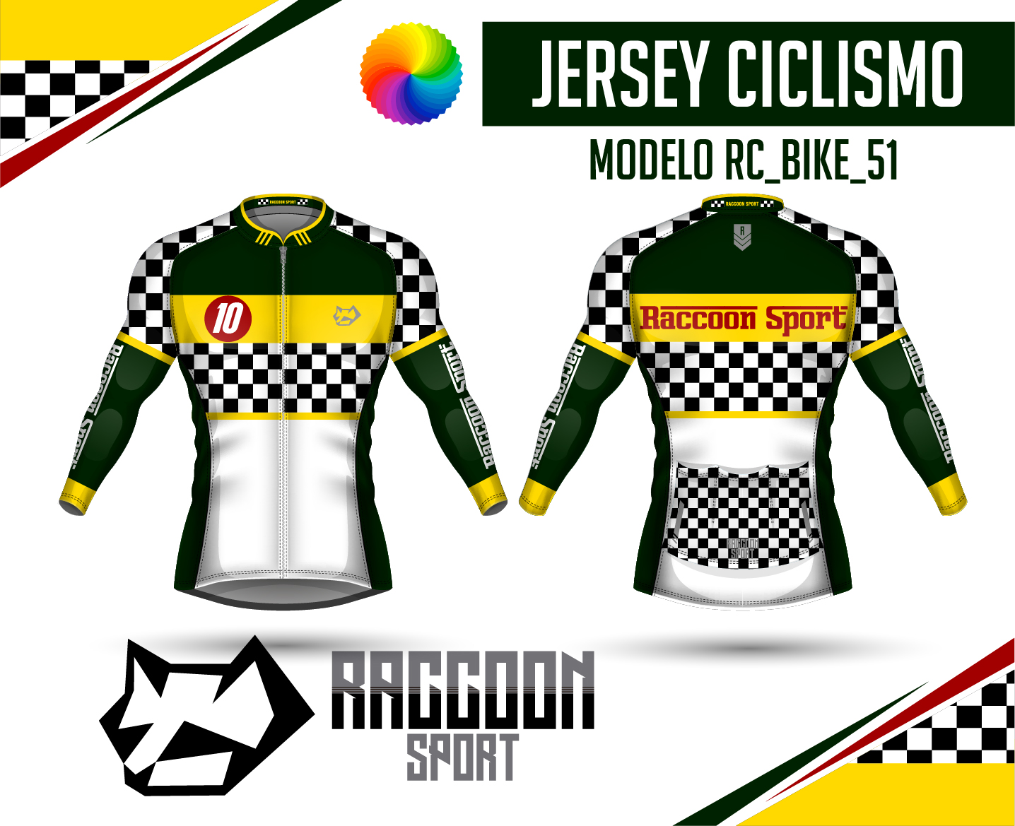 jersey ciclismo Manga larga -raccoon sport tela deportiva fresca y resistente