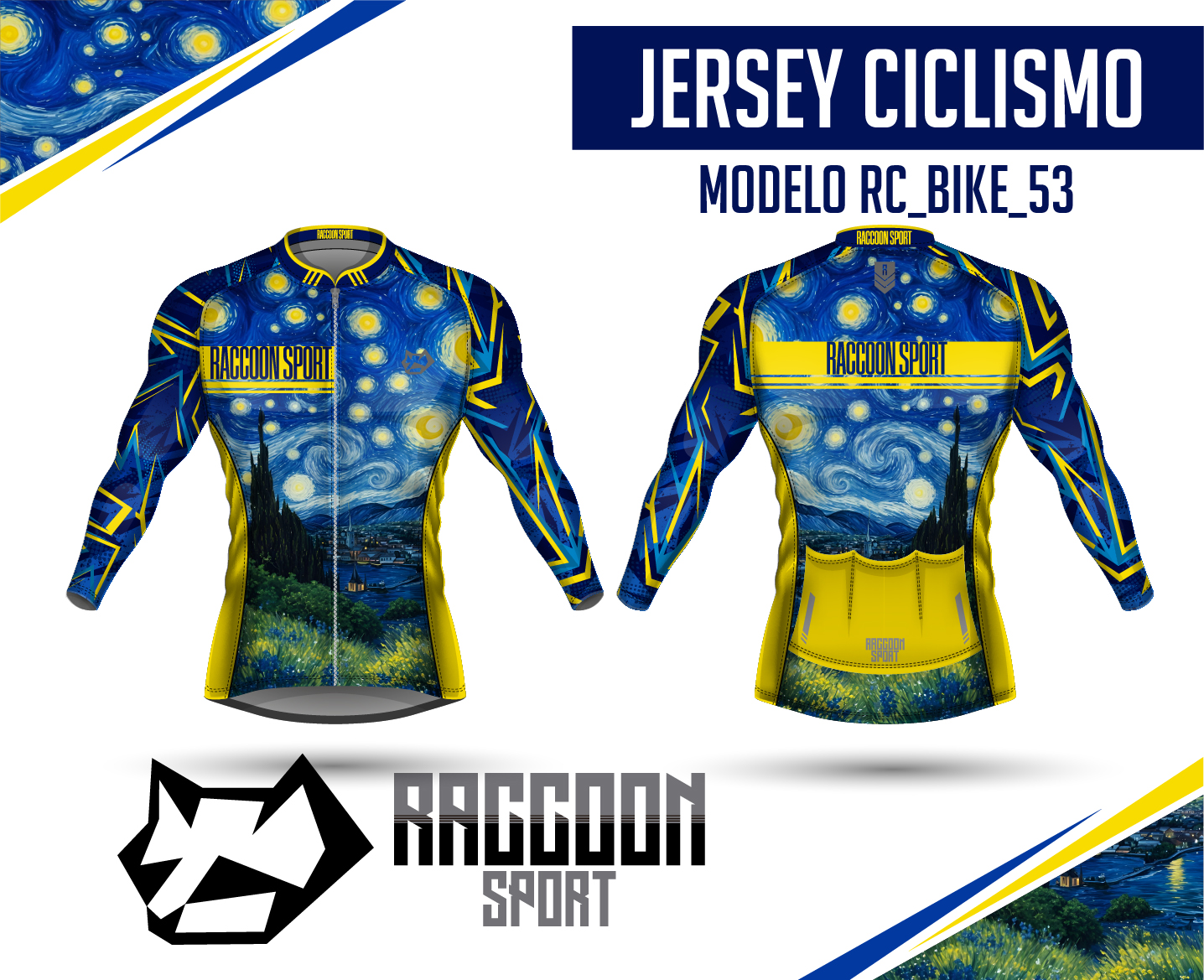 jersey ciclismo Manga larga -raccoon sport tela deportiva fresca y resistente