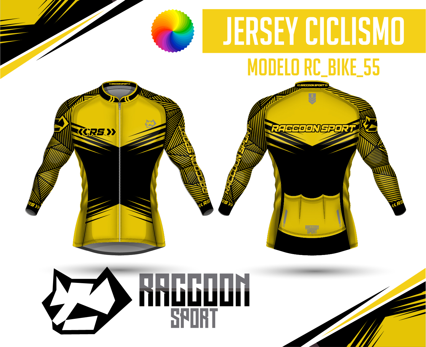 jersey ciclismo Manga larga -raccoon sport tela deportiva fresca y resistente