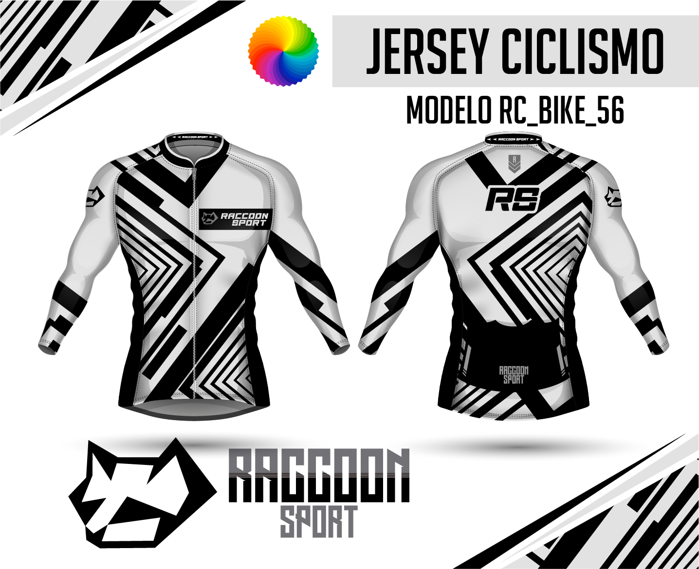 jersey ciclismo Manga larga -raccoon sport tela deportiva fresca y resistente