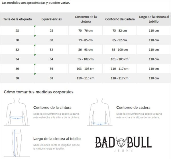Medidas pantalon