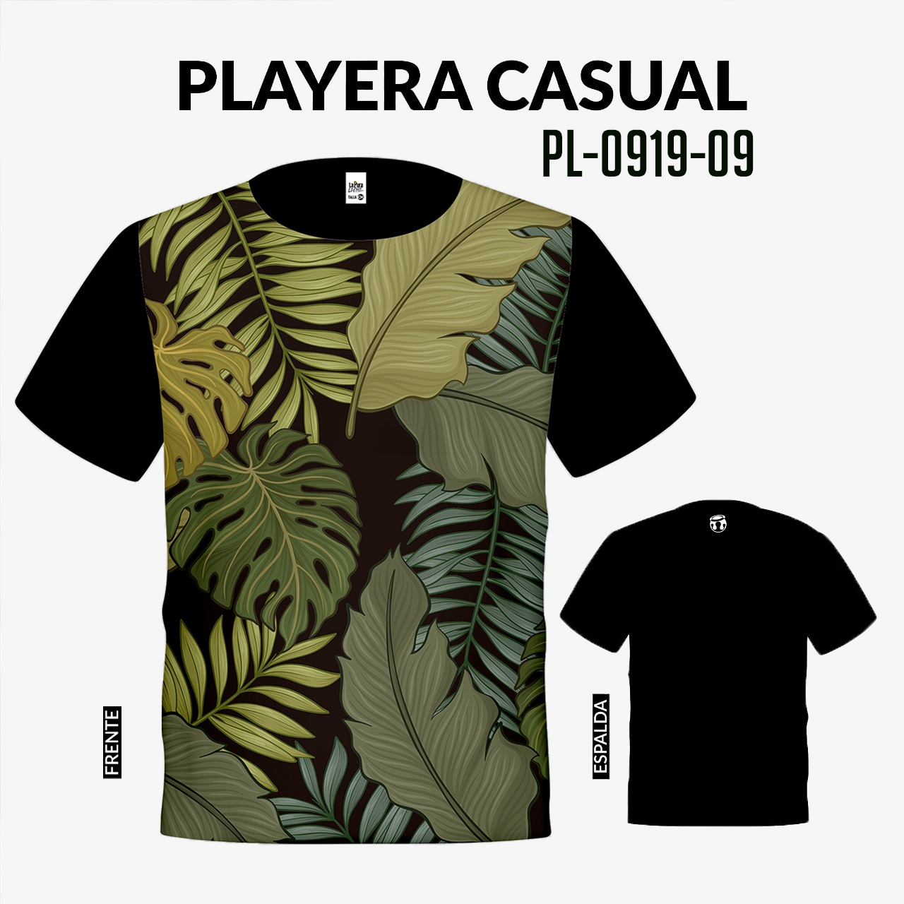 PL-0919-09 Playera de hojas, playera estampada - La pura leche Playera de hojas, playera estampada - La pura leche