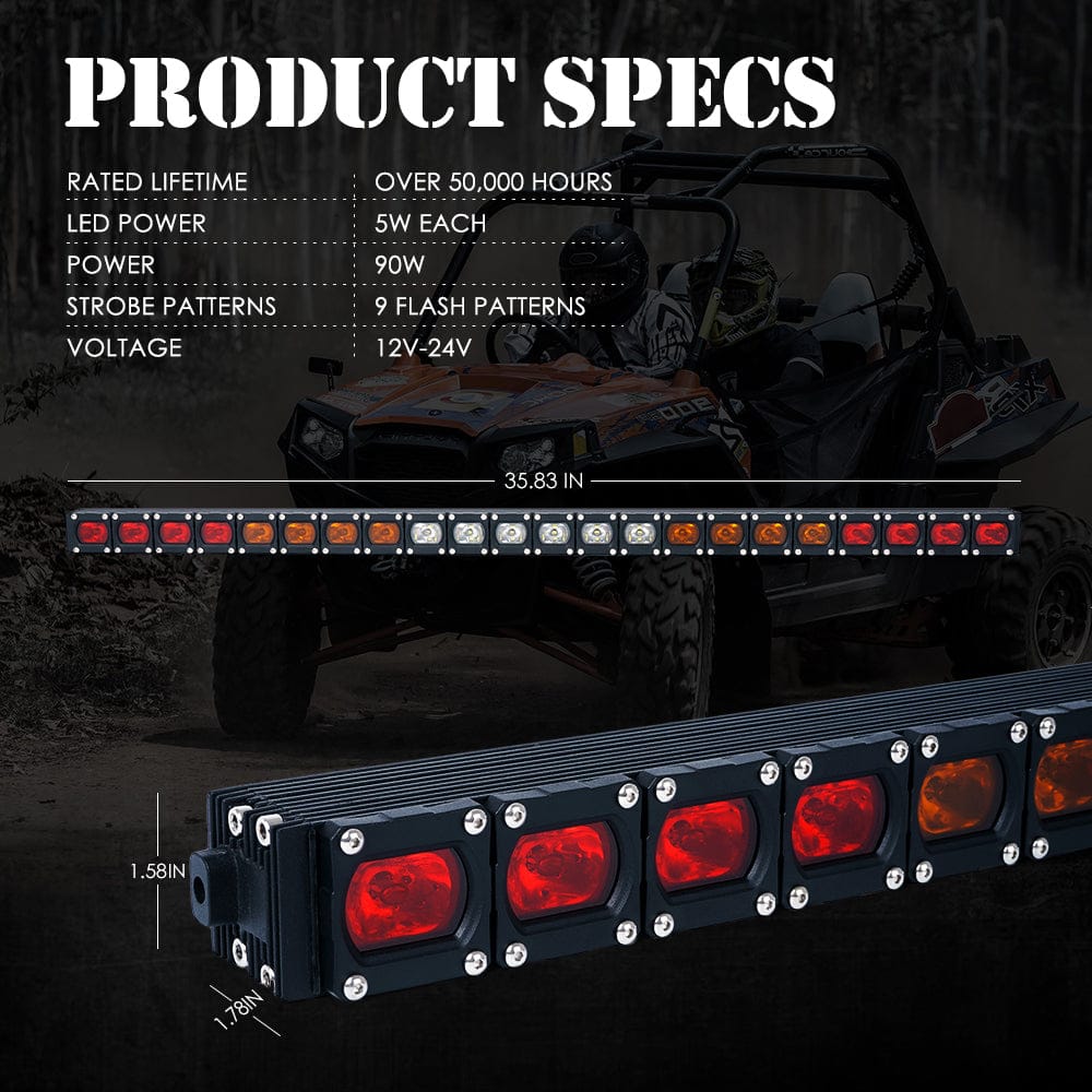 Barra De Luces Chase De 36″ Pulgadas | Serie Rx Jeep Todoterreno