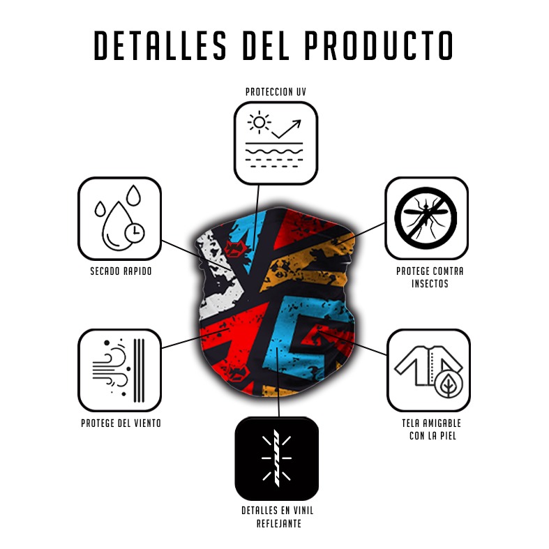 Mascara Tubular, bandana, balanclava, tipo buff