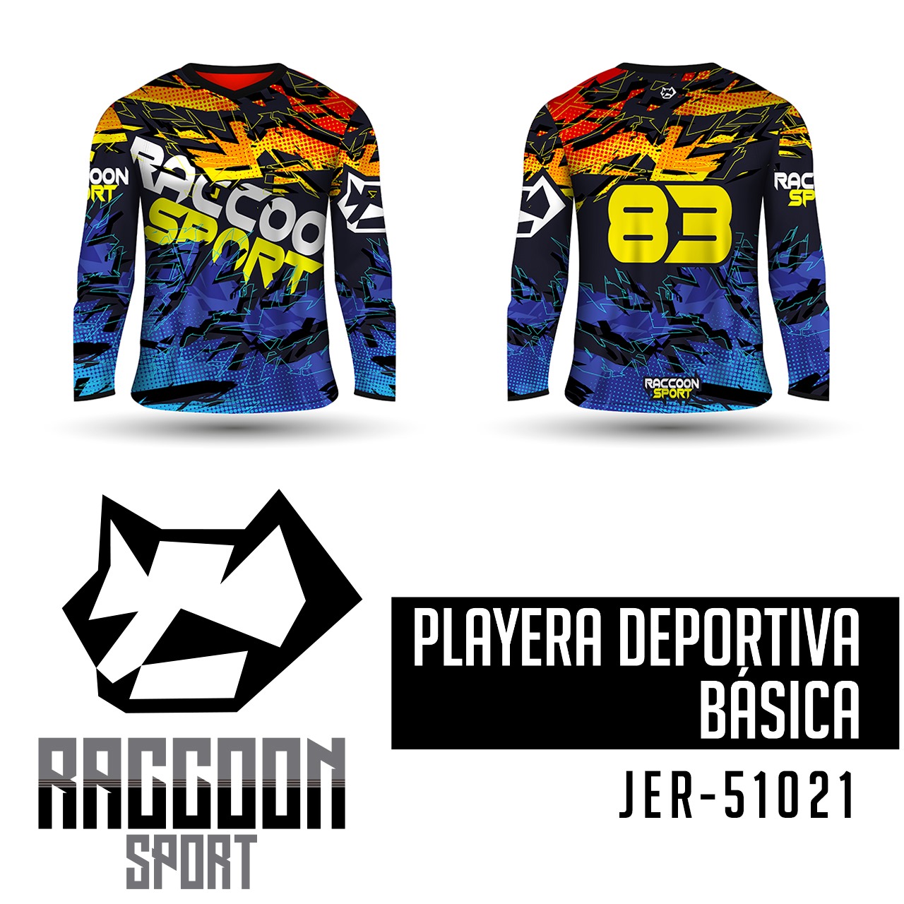 JER-51021 Jersey Playera deportiva, raccoon sport Jersey Playera deportiva, raccoon sport
