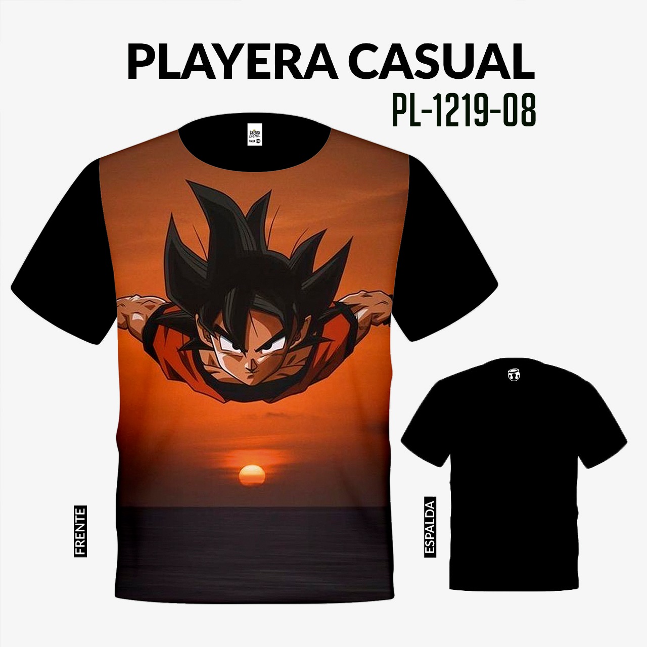 PL-1219-08 playera goku casual con estampados para hombre- playera goku casual con estampados para hombre-