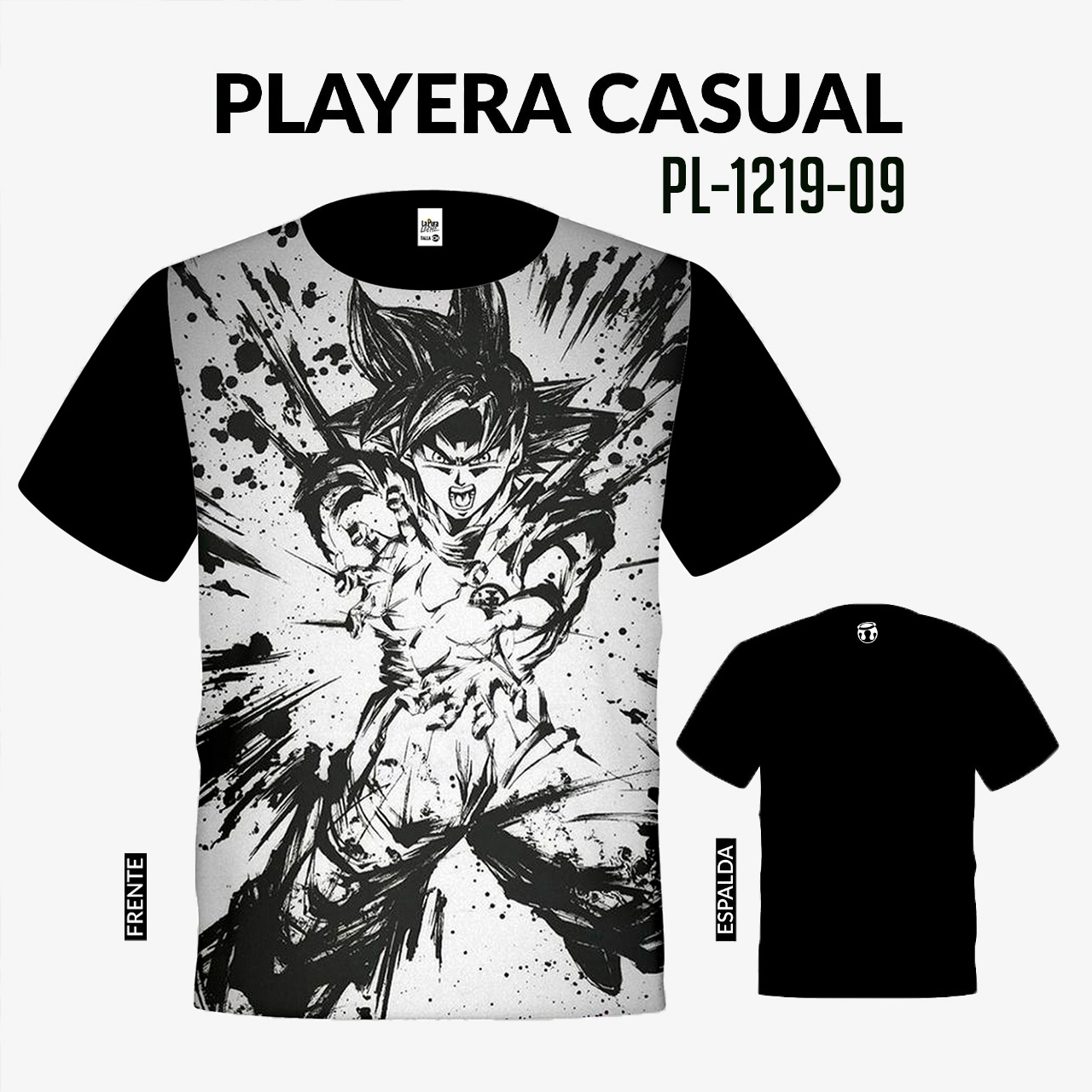 PL-1219-09 playera goku casual con estampados para hombre- playera goku casual con estampados para hombre-