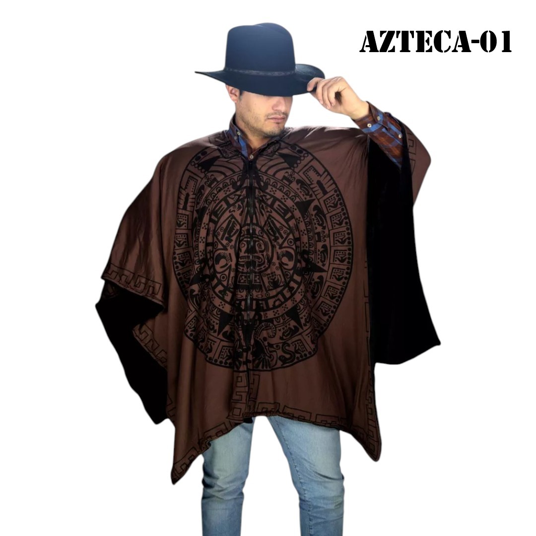 AZTECA-01-...Poncho Unisex Gabán, Jorongo Unitalla La Pura Leche- Poncho Unisex Gabán, Jorongo Unitalla La Pura Leche-