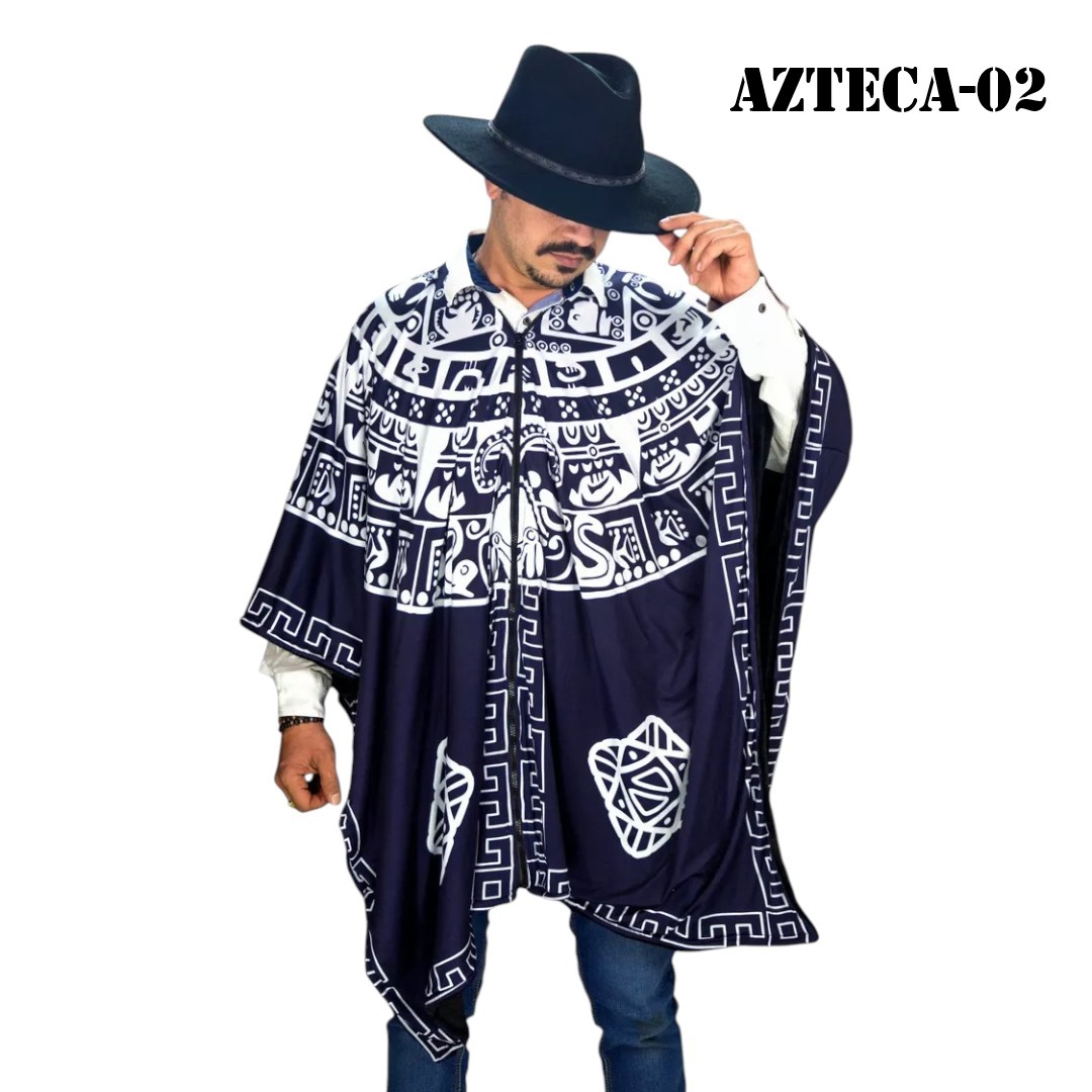 AZTECA-02-...Poncho Unisex Gabán, Jorongo Unitalla La Pura Leche- Poncho Unisex Gabán, Jorongo Unitalla La Pura Leche-