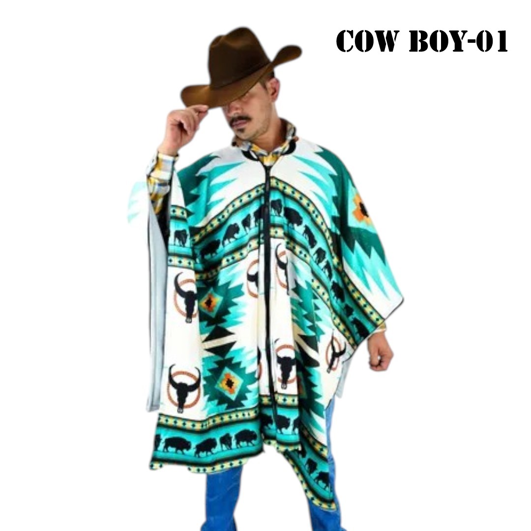 COW BOY-01 (2)-... Poncho Unisex Gabán, Jorongo Unitalla La Pura Leche-