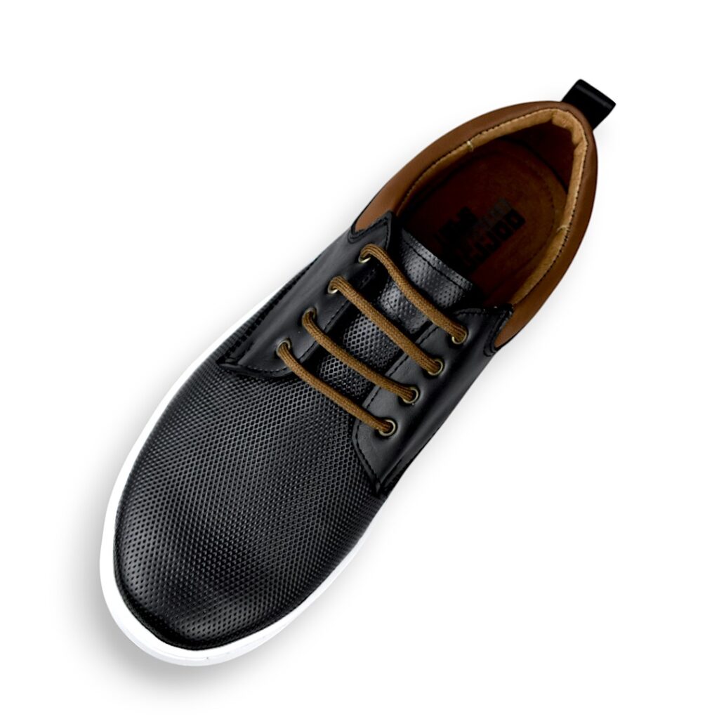 tenis negro de piel para hombre, tenis para hombre raccoon sport
