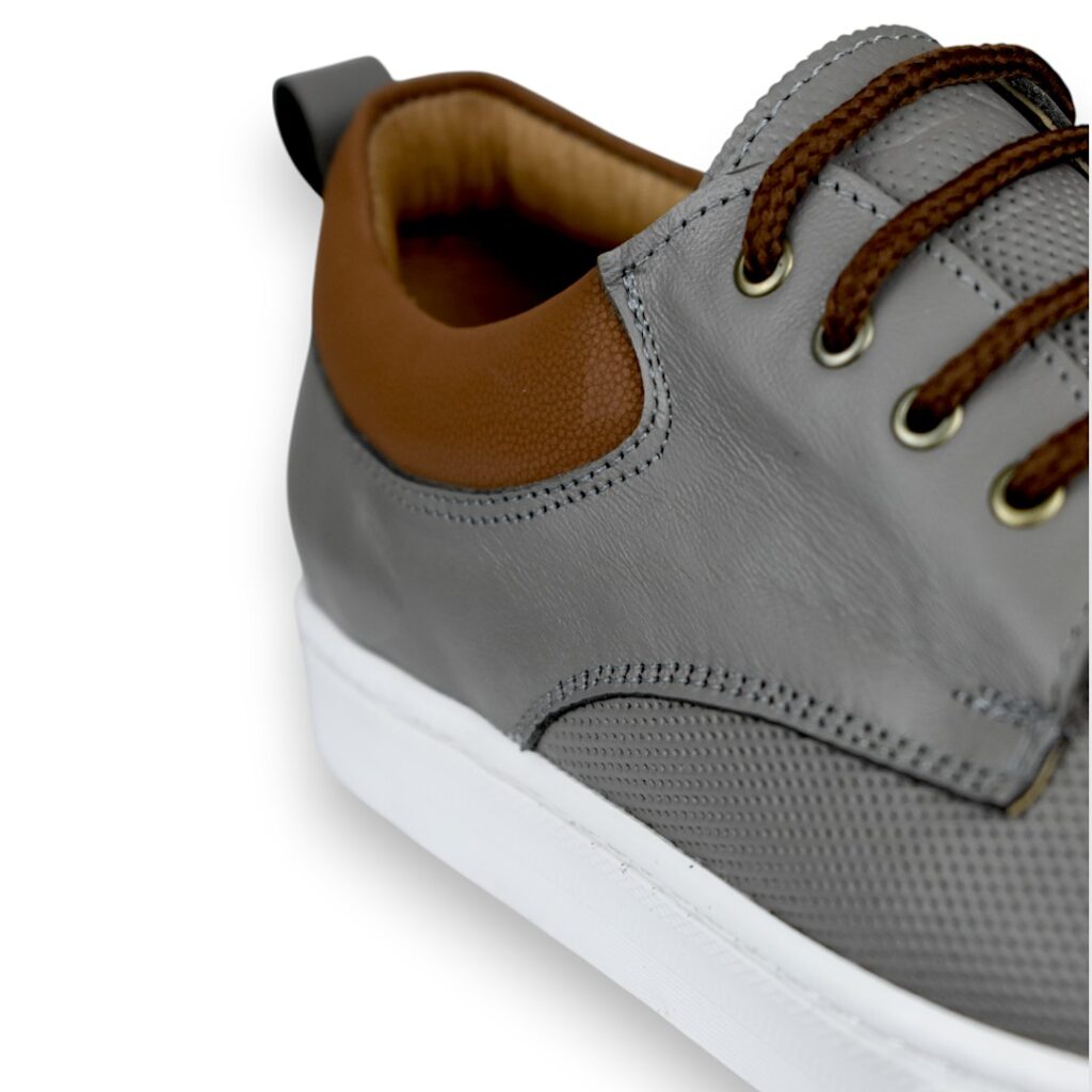 tenis gris de piel para hombre, tenis para hombre raccoon sport