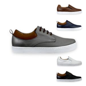 tenis gris de piel para hombre, tenis para hombre raccoon sport