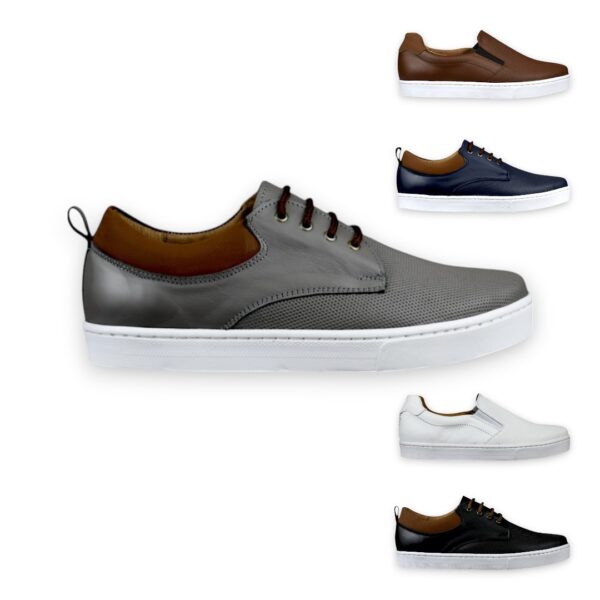 tenis gris de piel para hombre, tenis para hombre raccoon sport