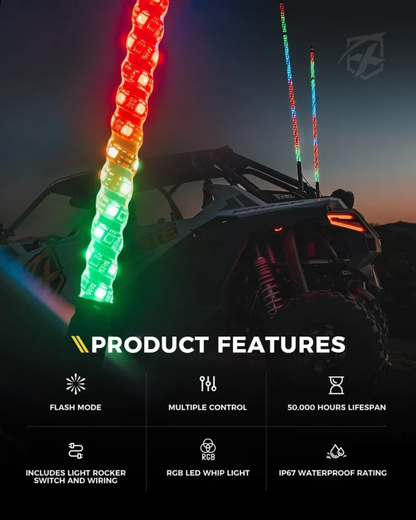 Luz De Látigo 4 Pies G6 Para Rzr Can Am Led Rgb 2piezas Blue