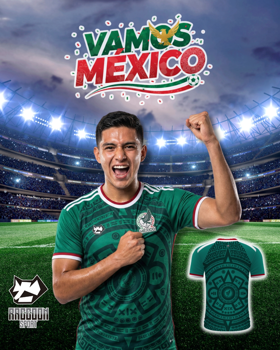 Playera Fútbol Mundial México 2026 Oficial Rc Full Print