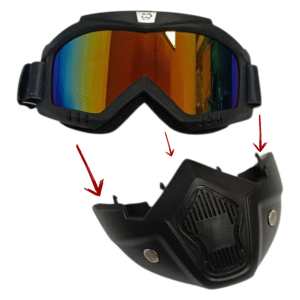 Goggle 2 en 1 con Máscara Desplegable | Raccoon Sport | 6 Lentes | Motocross UTV RZR